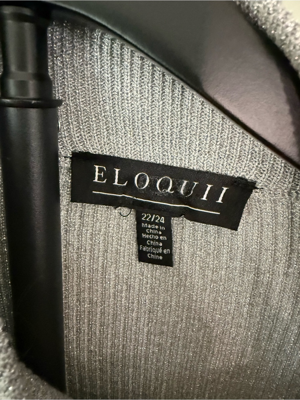Eloquii Silver Ribbed Mock-Neck Shell - Picture 4 of 7